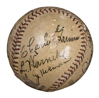 1932 National League Champion Chicago Cubs Team Signed Baseball With 13 Signatures Including Hornsby, Hartnett & Herman (Beckett)